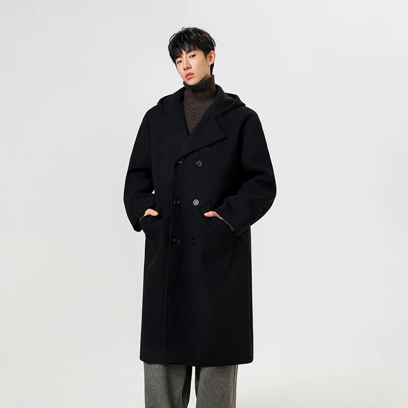 Men’s Hooded Wool Trench Coat – Double Breasted Winter 2025 - The Crew