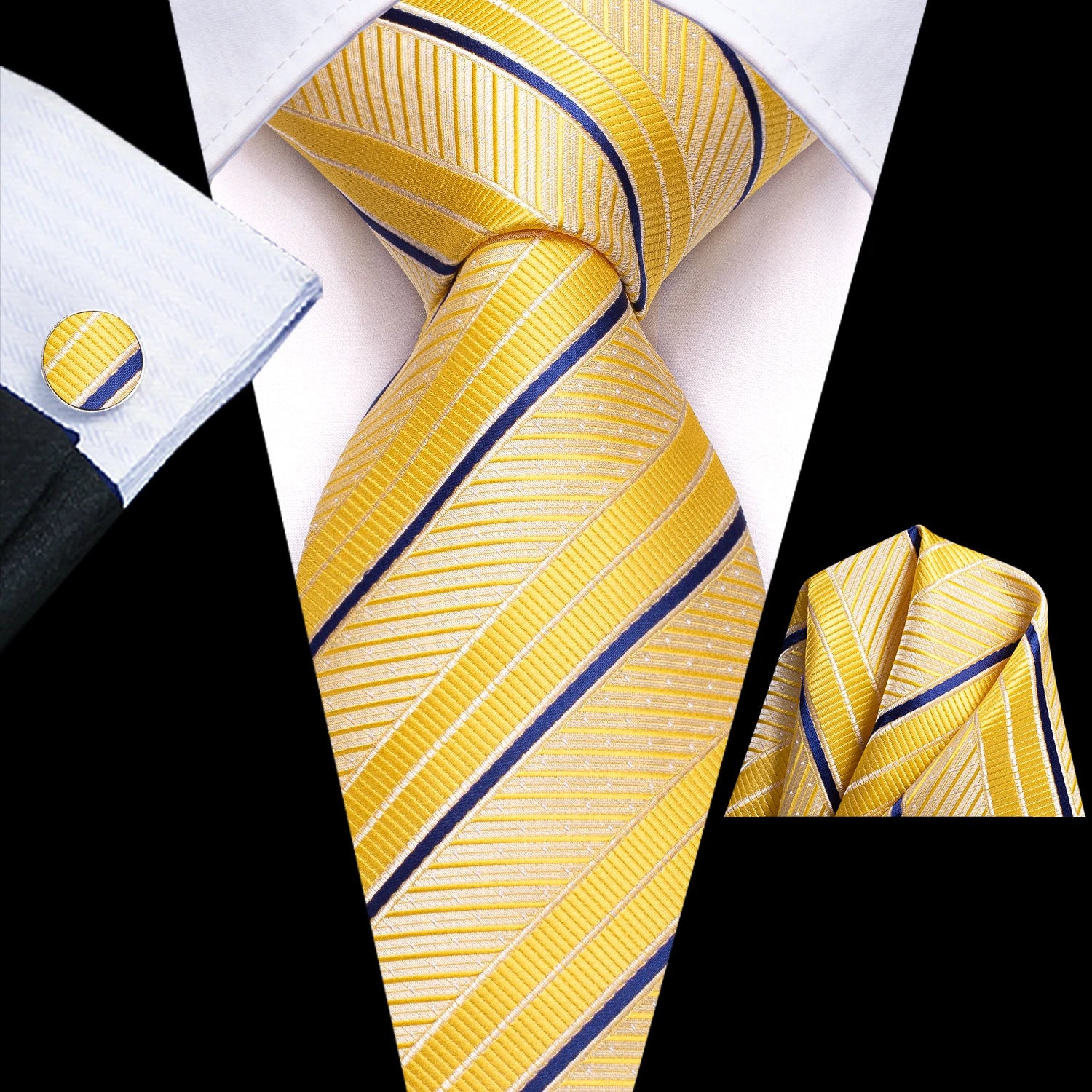Tie Handkerchief Cufflinks Set
