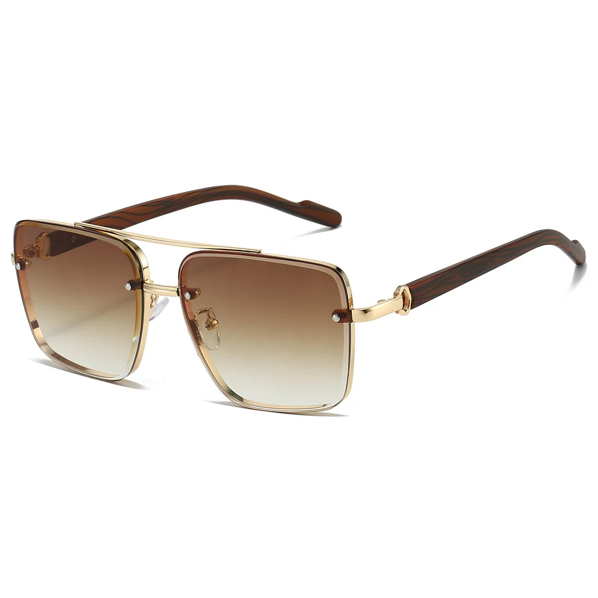 Women’s Retro Square Metal Double-Bridge Sunglasses