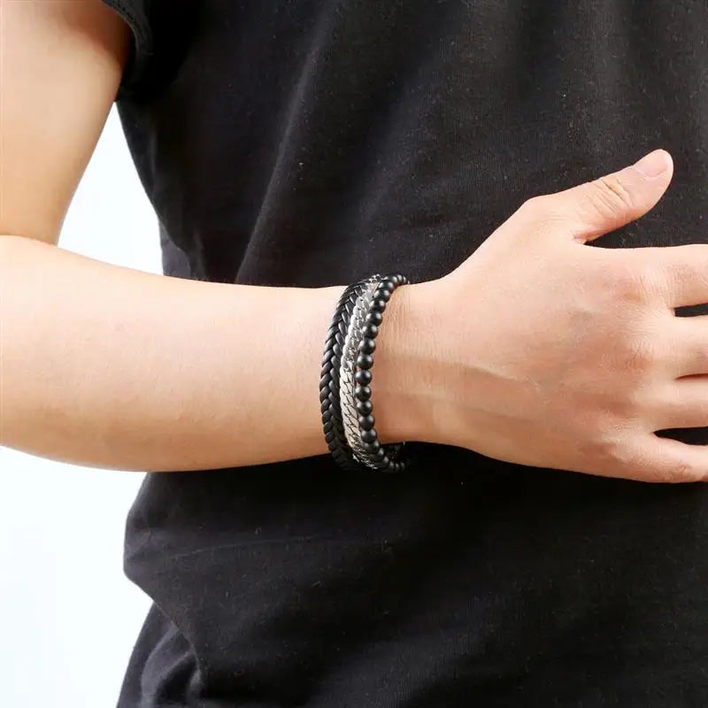 Leather and Steel Bracelet