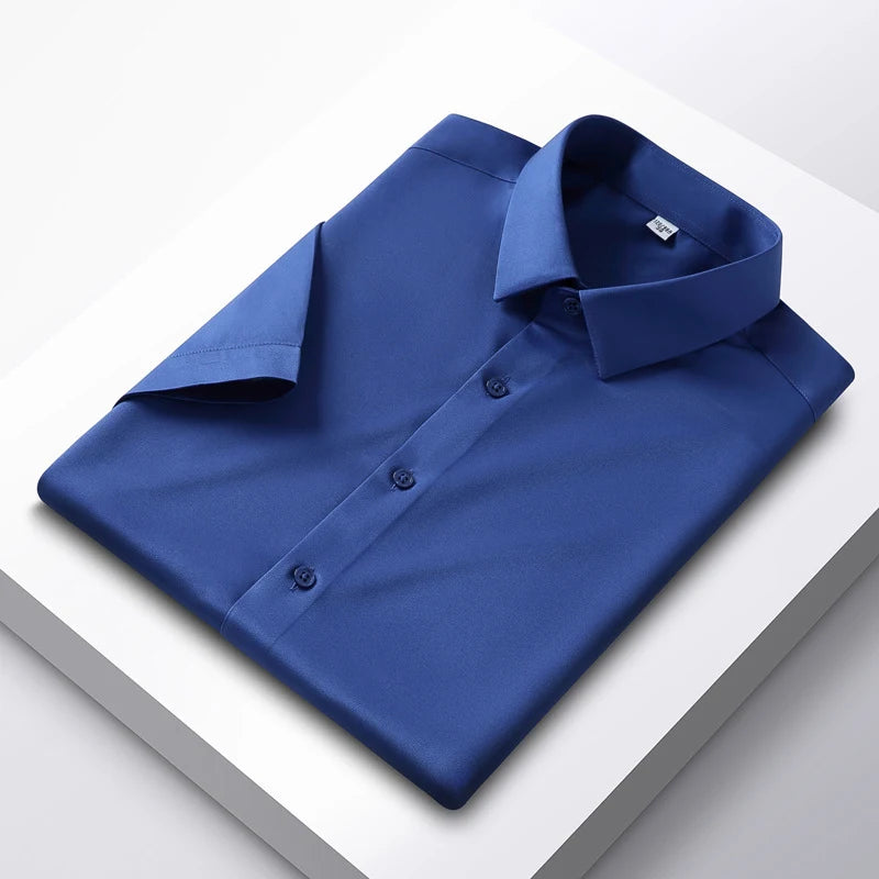 Formal Cold Silk Short-Sleeved Shirt