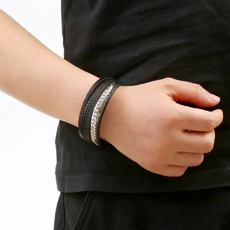 Leather and Steel Bracelet