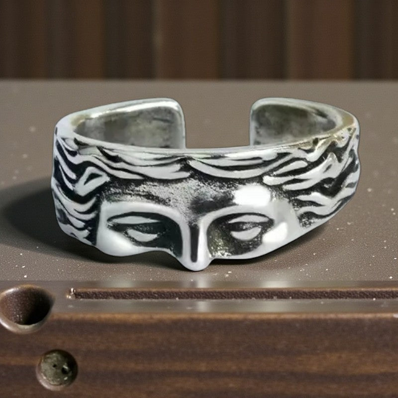 Men’s Venus Mask Adjustable Vintage Carved Ring - The Crew
