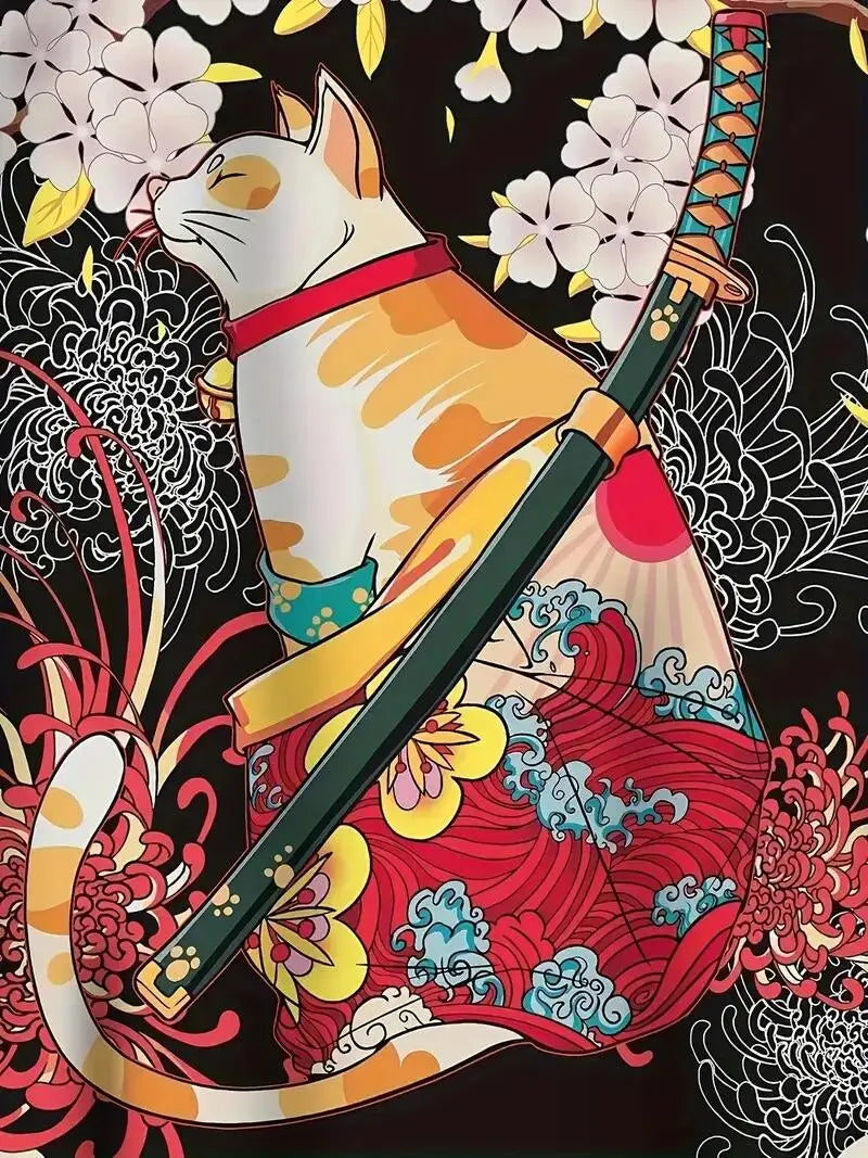 3D Cat and Flowers Kimono Shirt
