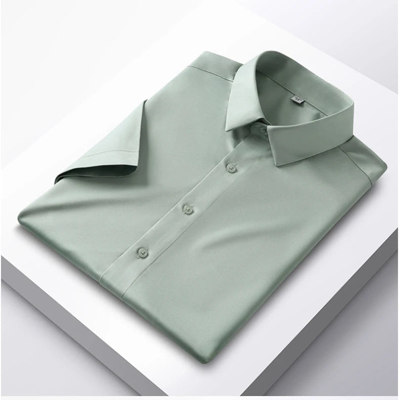 Formal Cold Silk Short-Sleeved Shirt