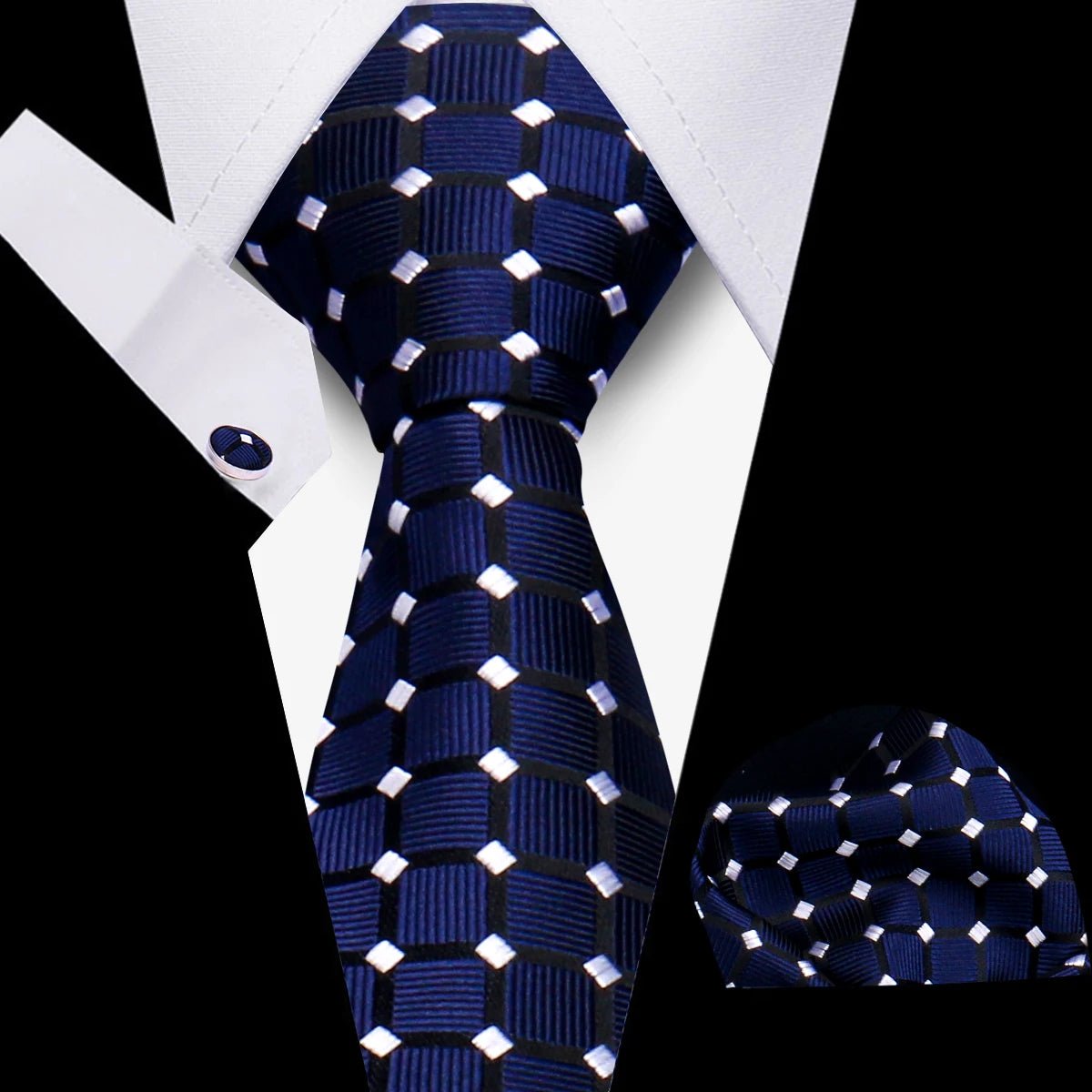 Men’s 3 - Piece Plaid Tie Set with Cufflinks & Hanky - The Crew