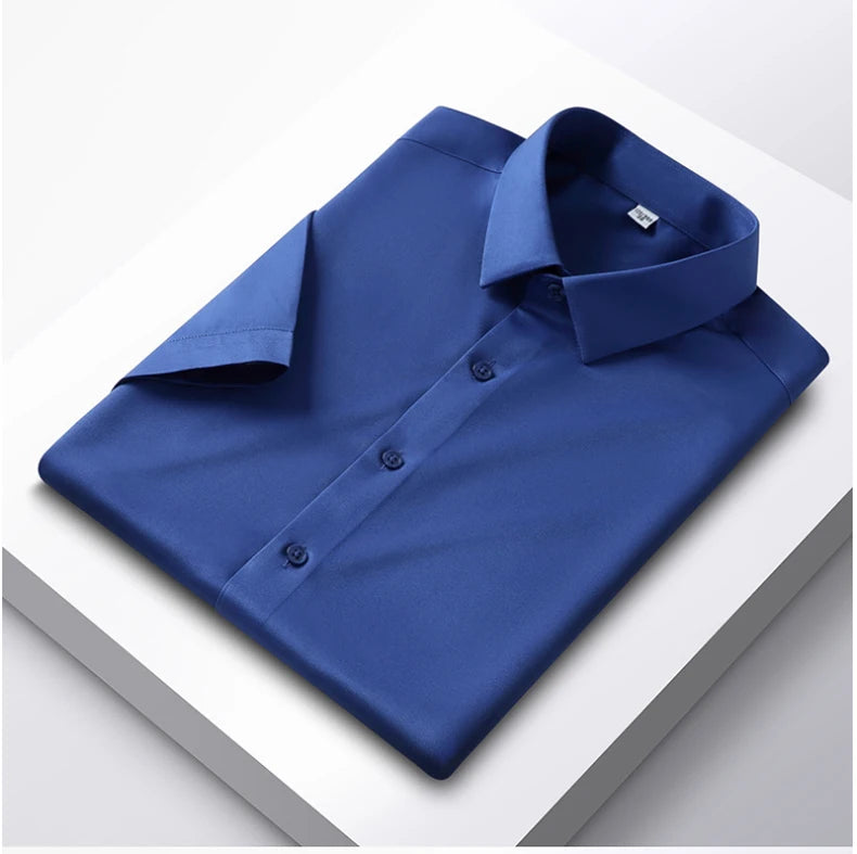 Formal Cold Silk Short-Sleeved Shirt