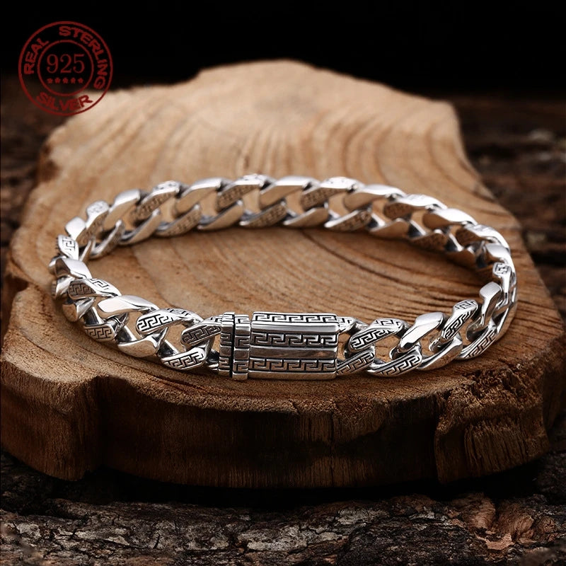 Unisex Vintage Fortune S925 Silver Cuban Bracelet