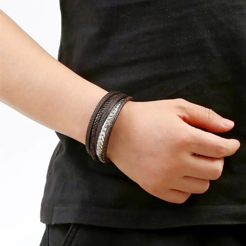 Leather and Steel Bracelet