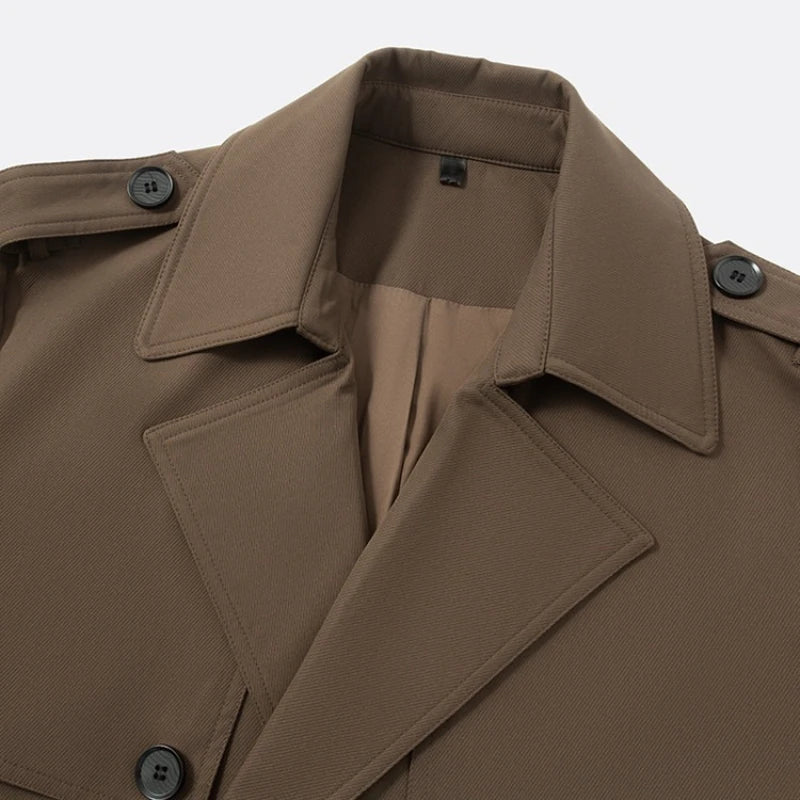 Men’s Extended - Length Trench Coat Windproof Business Style - The Crew