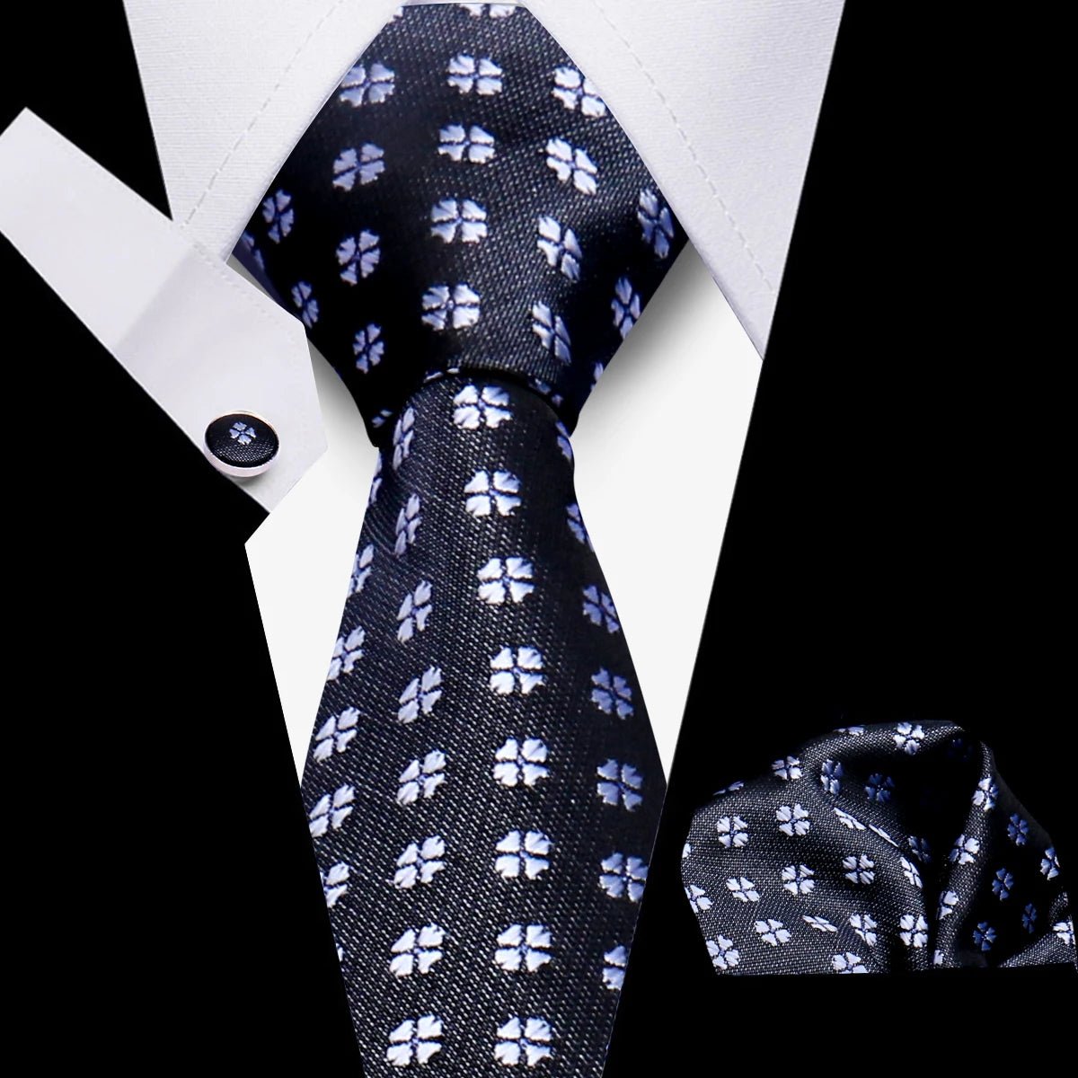 Men’s 3 - Piece Plaid Tie Set with Cufflinks & Hanky - The Crew