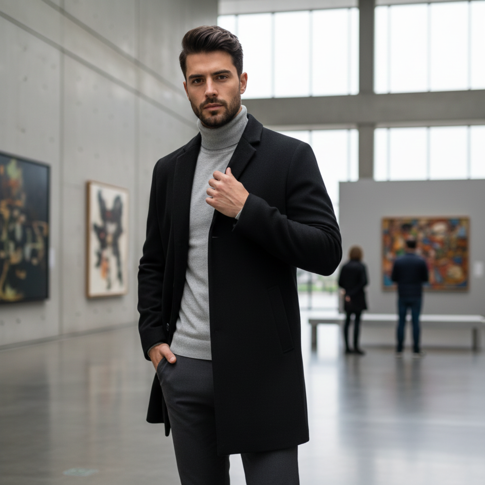 Men winter trench coat modern city outfit – The Crew