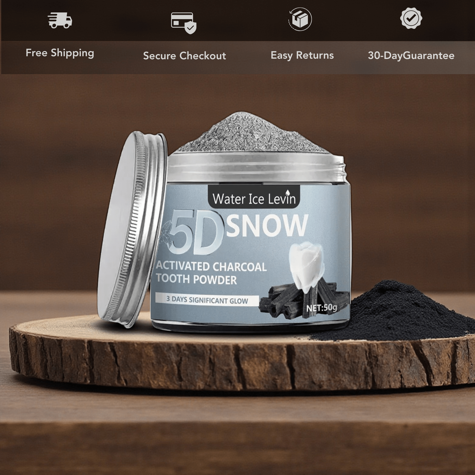 5D Bamboo Charcoal Teeth Whitening Powder Deep Clean - The Crew