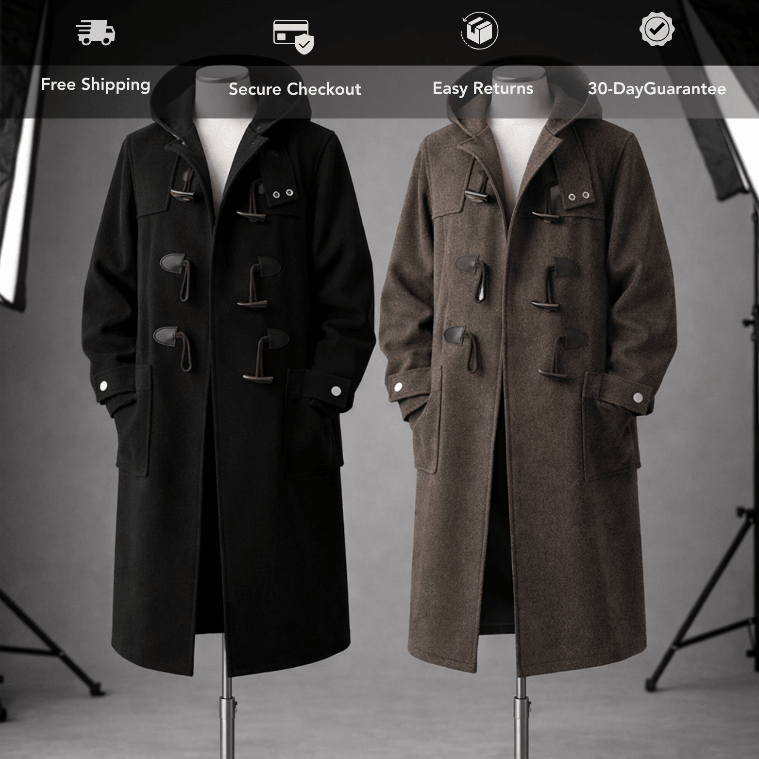 Men’s Hooded Windbreaker Coat – Autumn Winter - The Crew