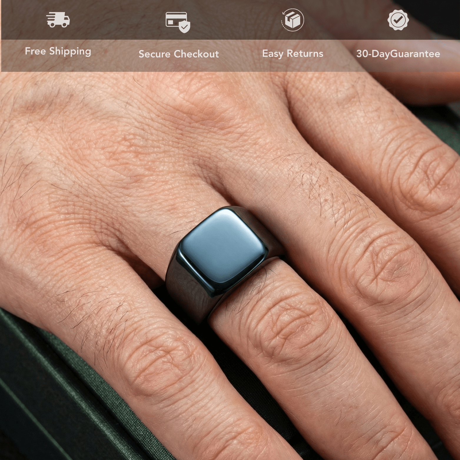 Square Stainless Steel Ring for Men – Black Gold Silver | The Crew - The Crew