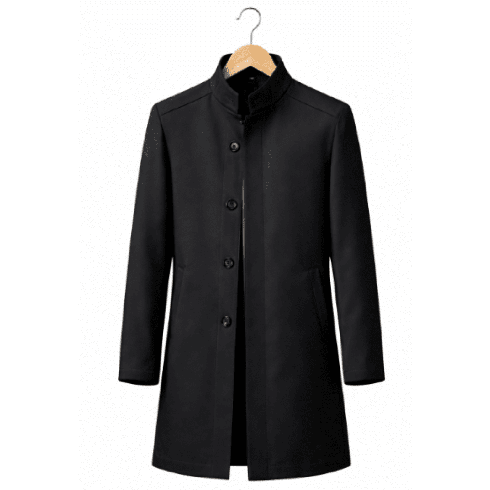 Men’s Stand Collar Trench Coat – Premium Autumn - The Crew
