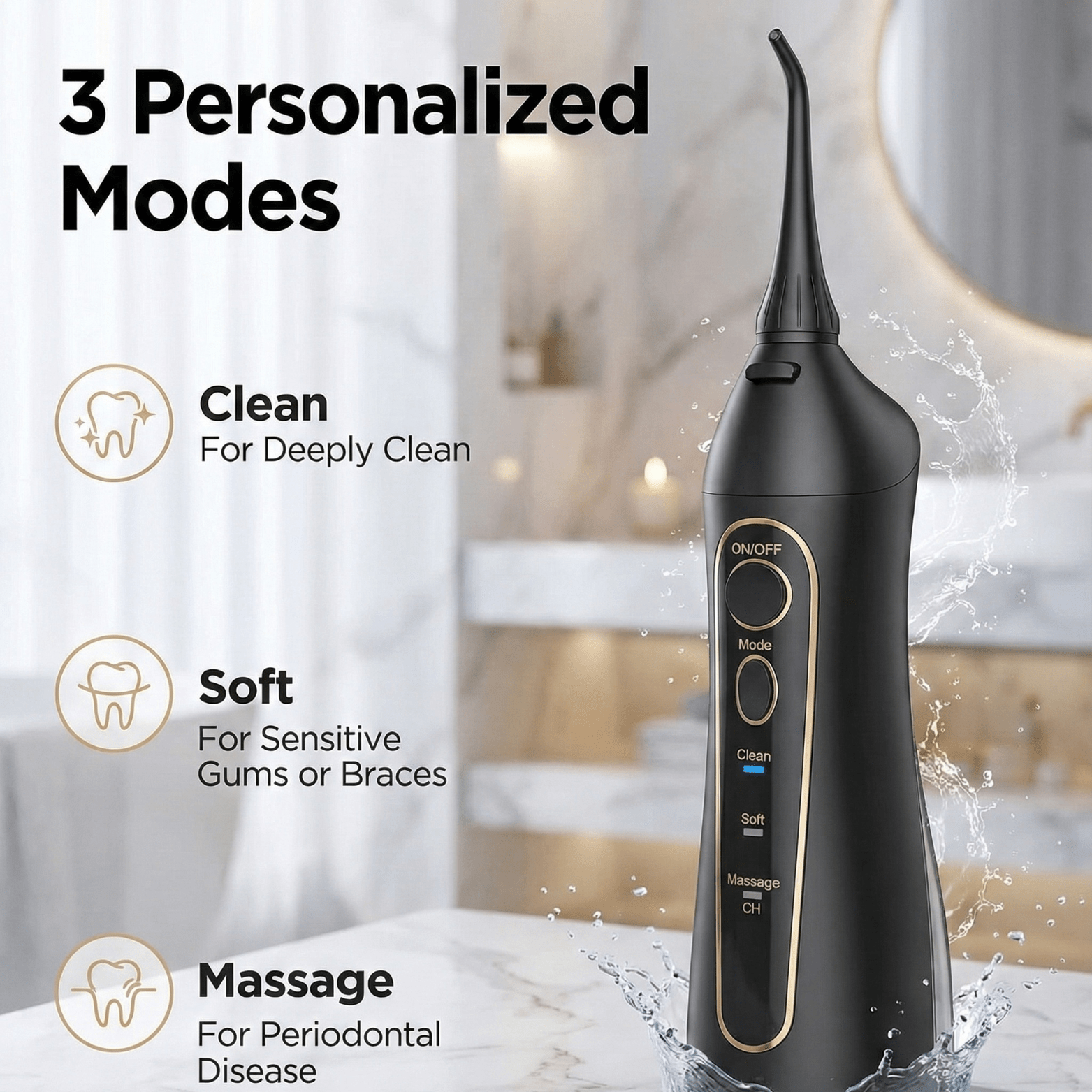 Fairywill Water Flosser 300ML Portable Dental Irrigator - The Crew