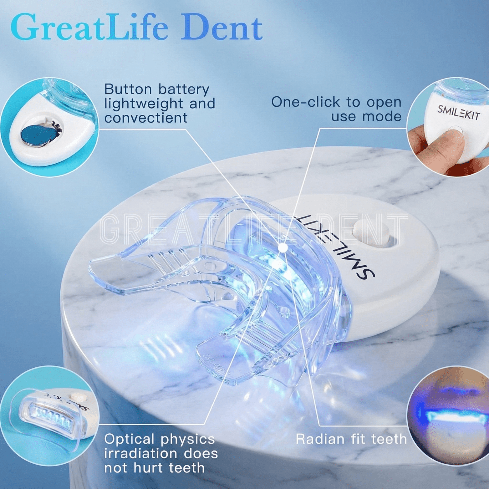 GreatLife Teeth Whitening Kit with Blue LED Light - The Crew