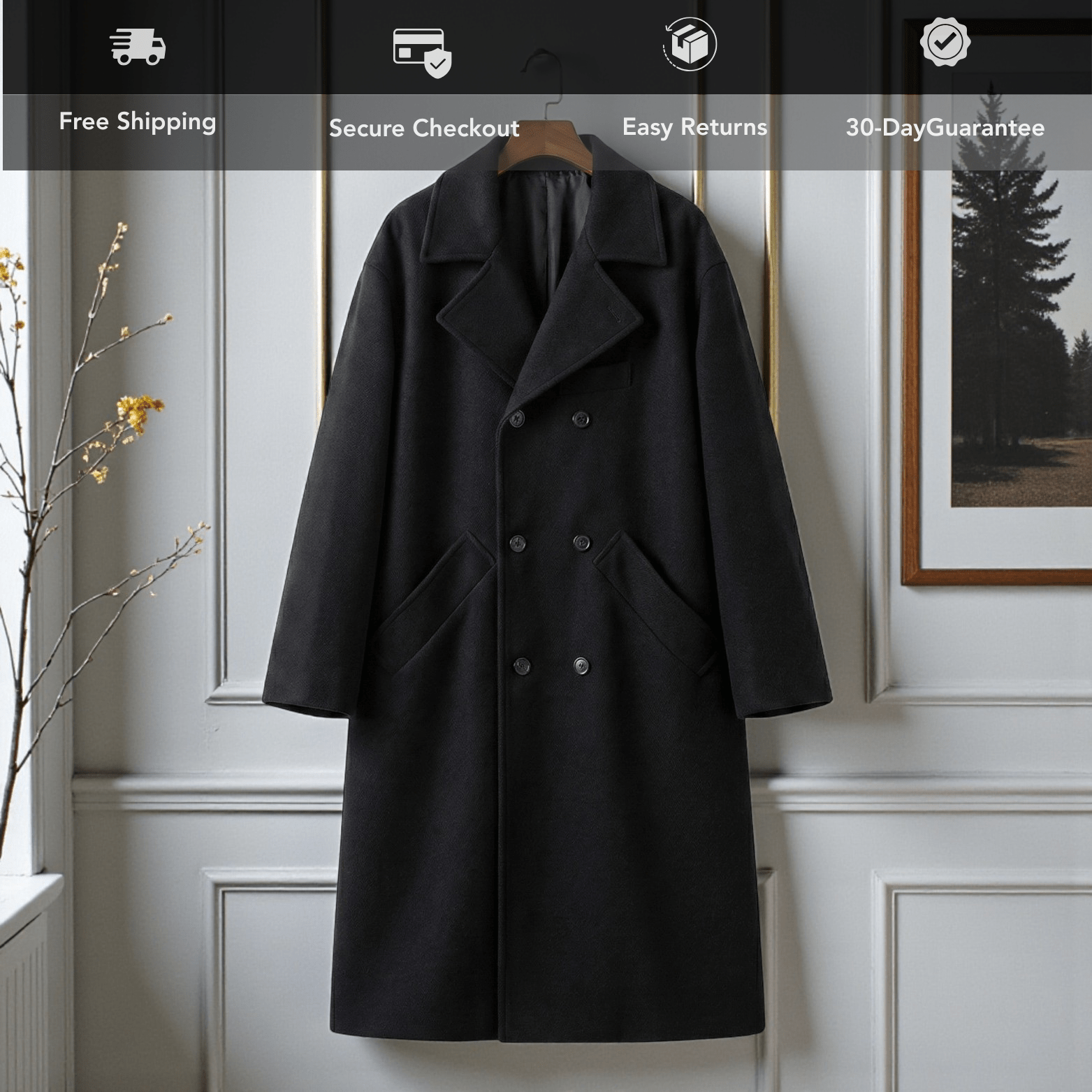 Men’s Hooded Wool Trench Coat – Double Breasted Winter 2025 - The Crew