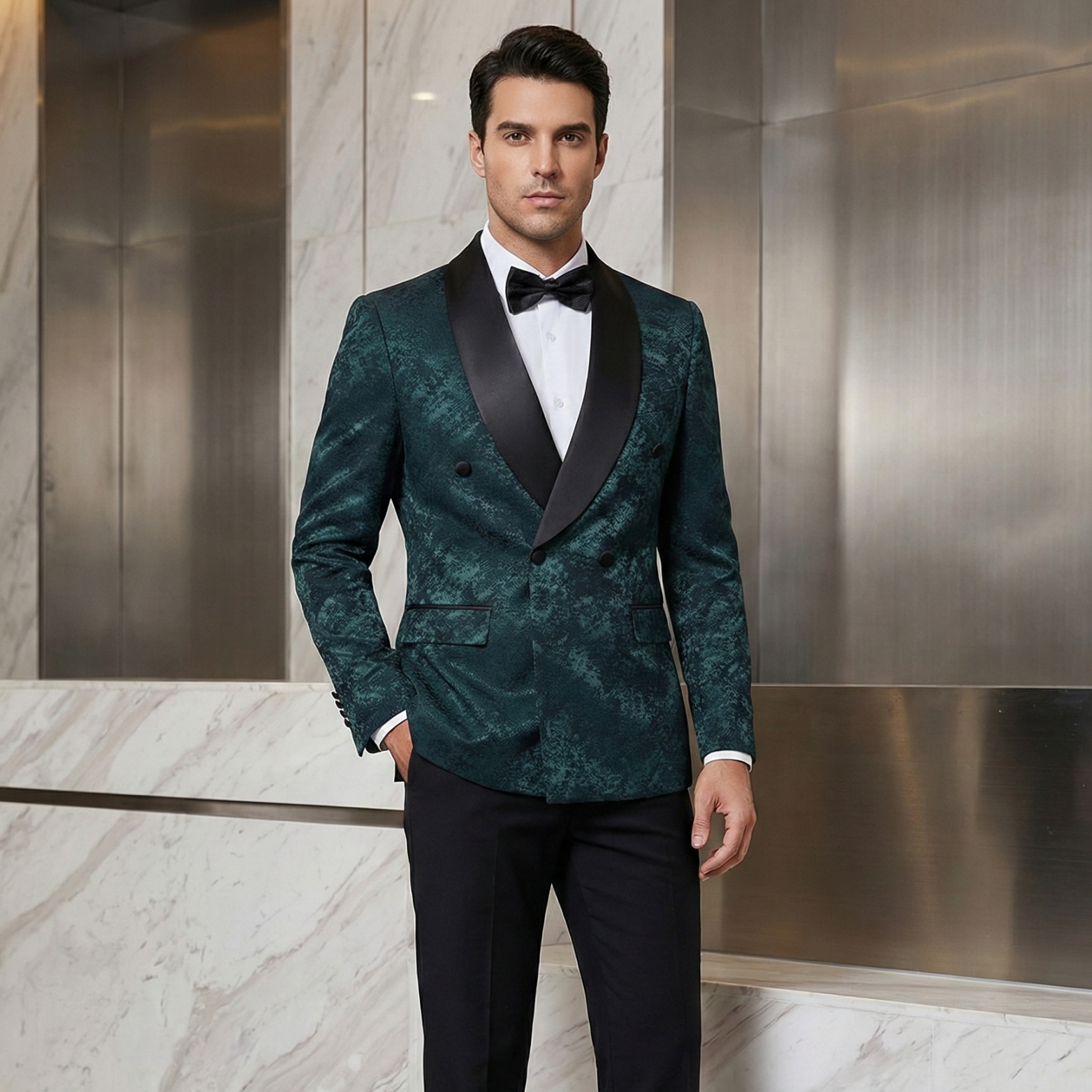 Elite Jacquard Double-Breasted Suit