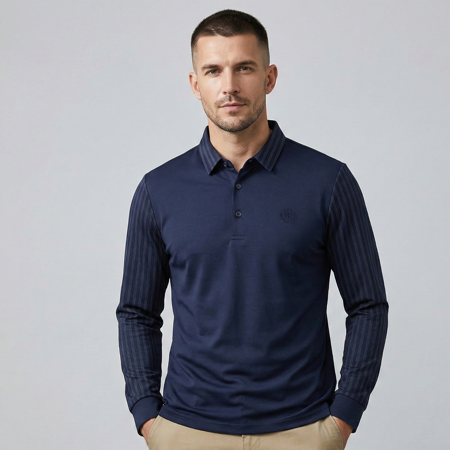 Slim Casual Striped Collar Tee