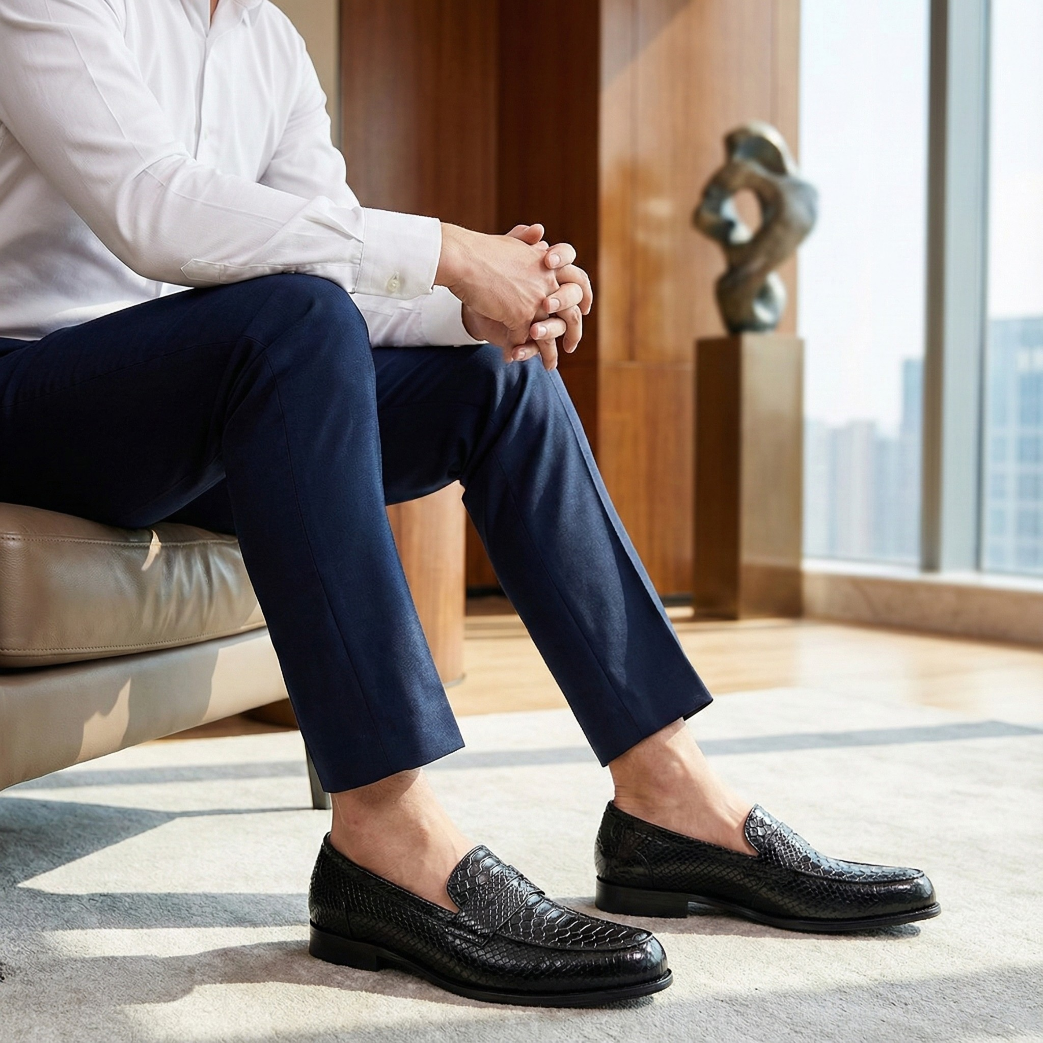 Premium Snake-Print Loafers