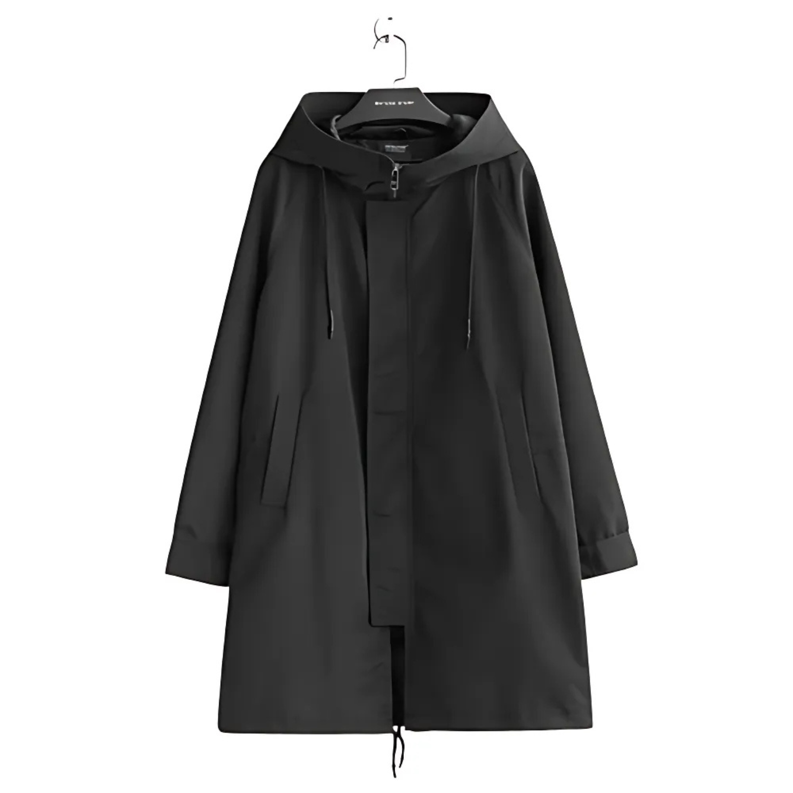 Black Trench Coat with Hood