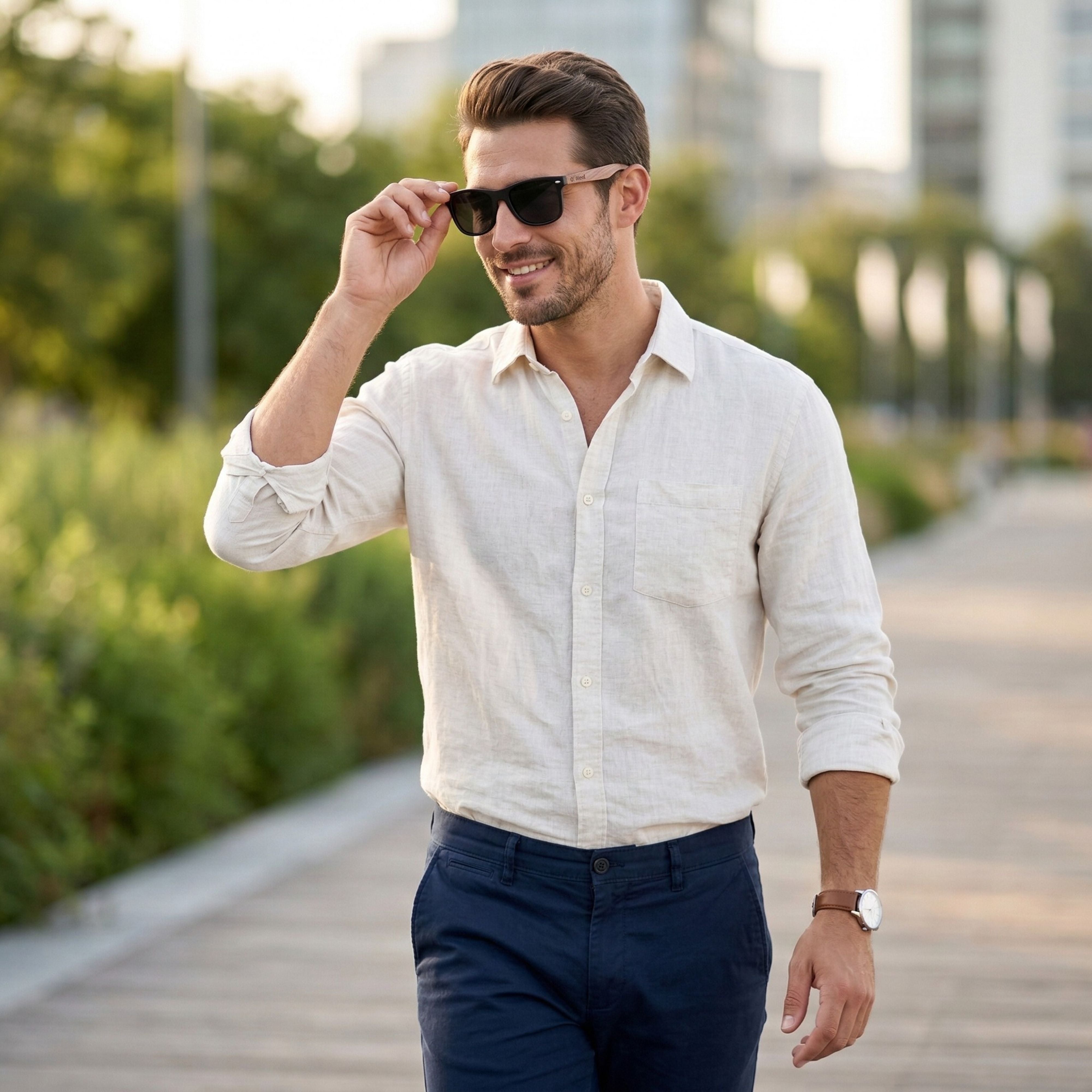 Ultra Lightweight TR90 Wooden Sunglasses for Men