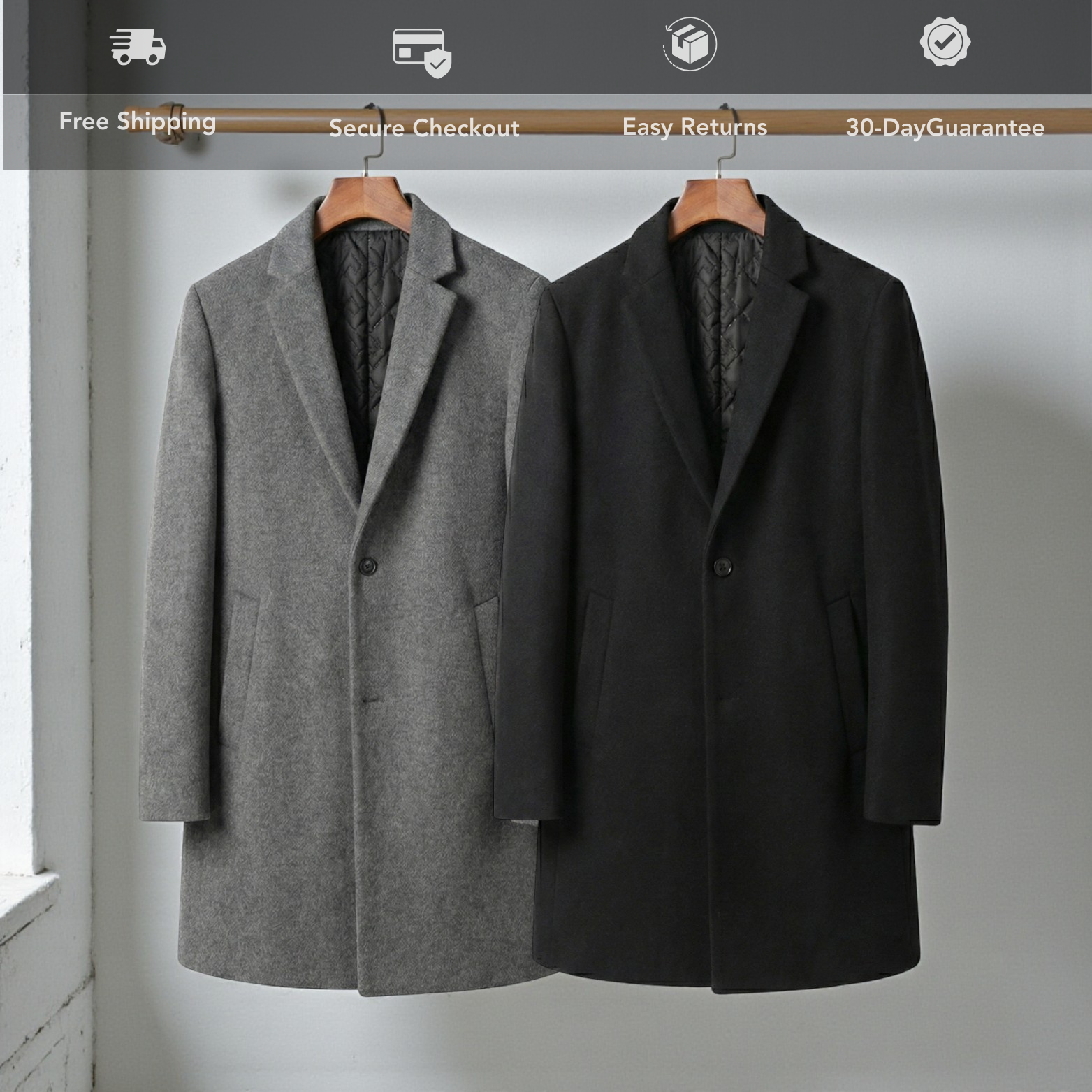 Solid Winter Trench Coat