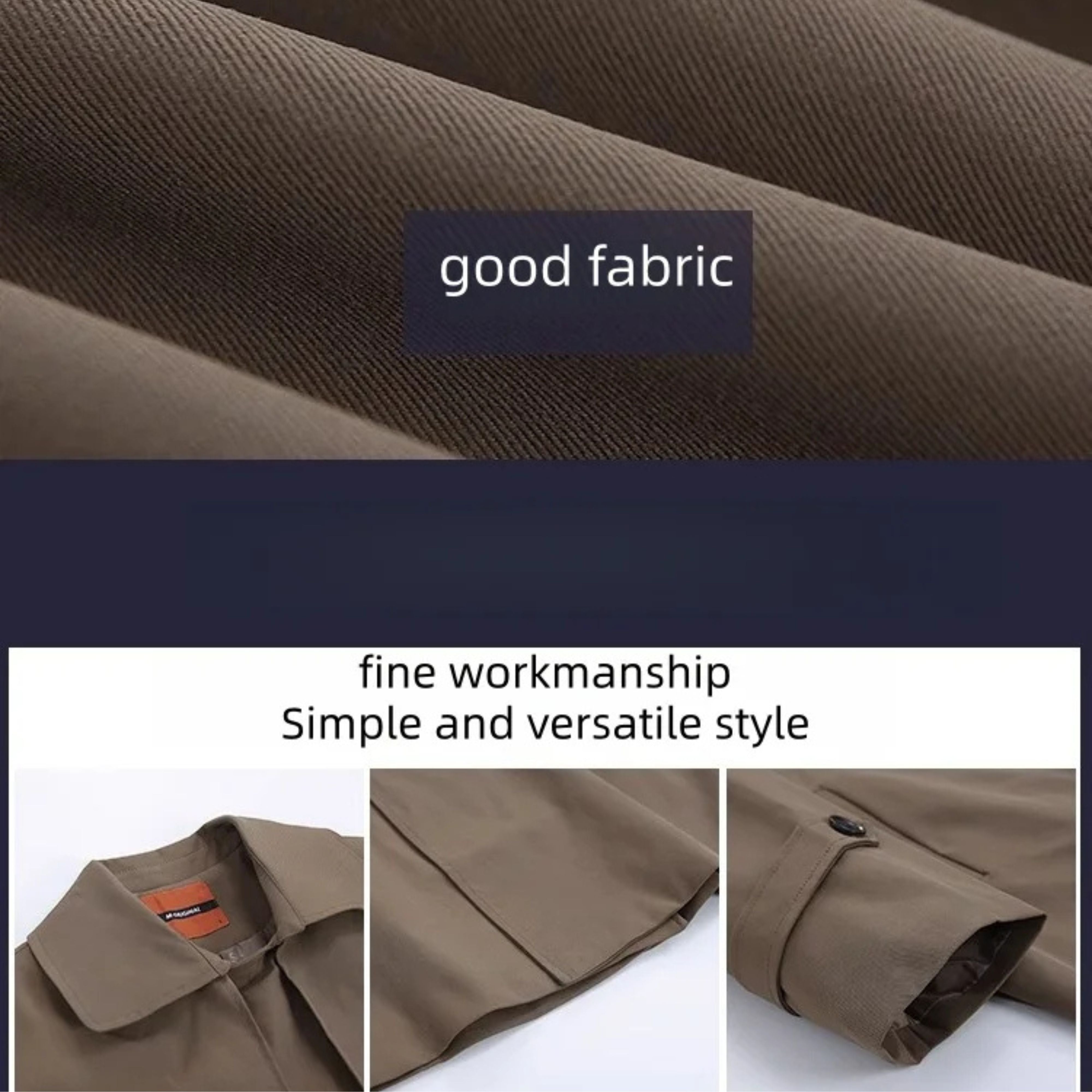 Close up of premium fabric workmanship and buttons on men's windbreaker jacket