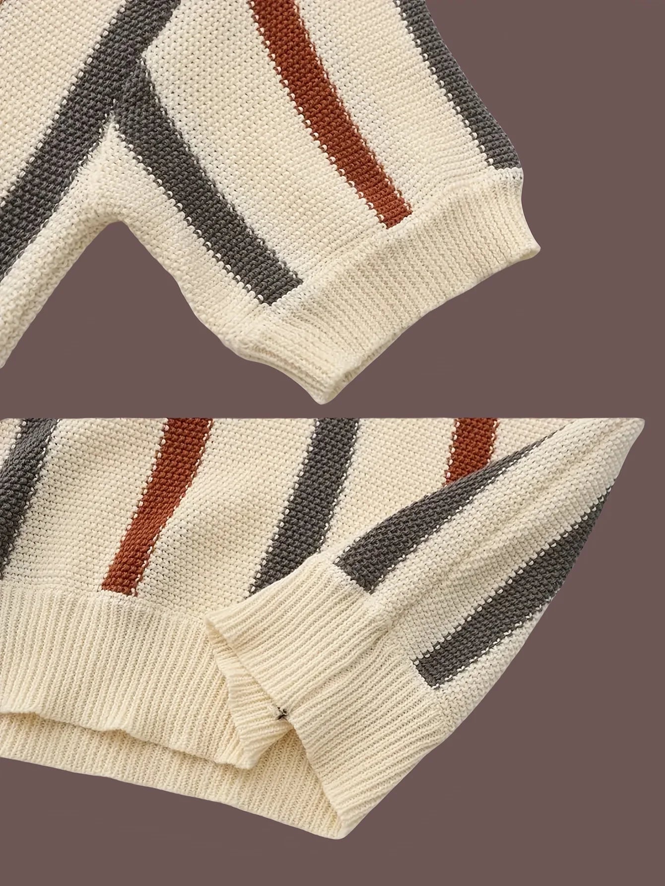 Close-up macro shot showcasing the high-density anti-pilling ribbed hem and sleeve cuffs of the striped knit polo
