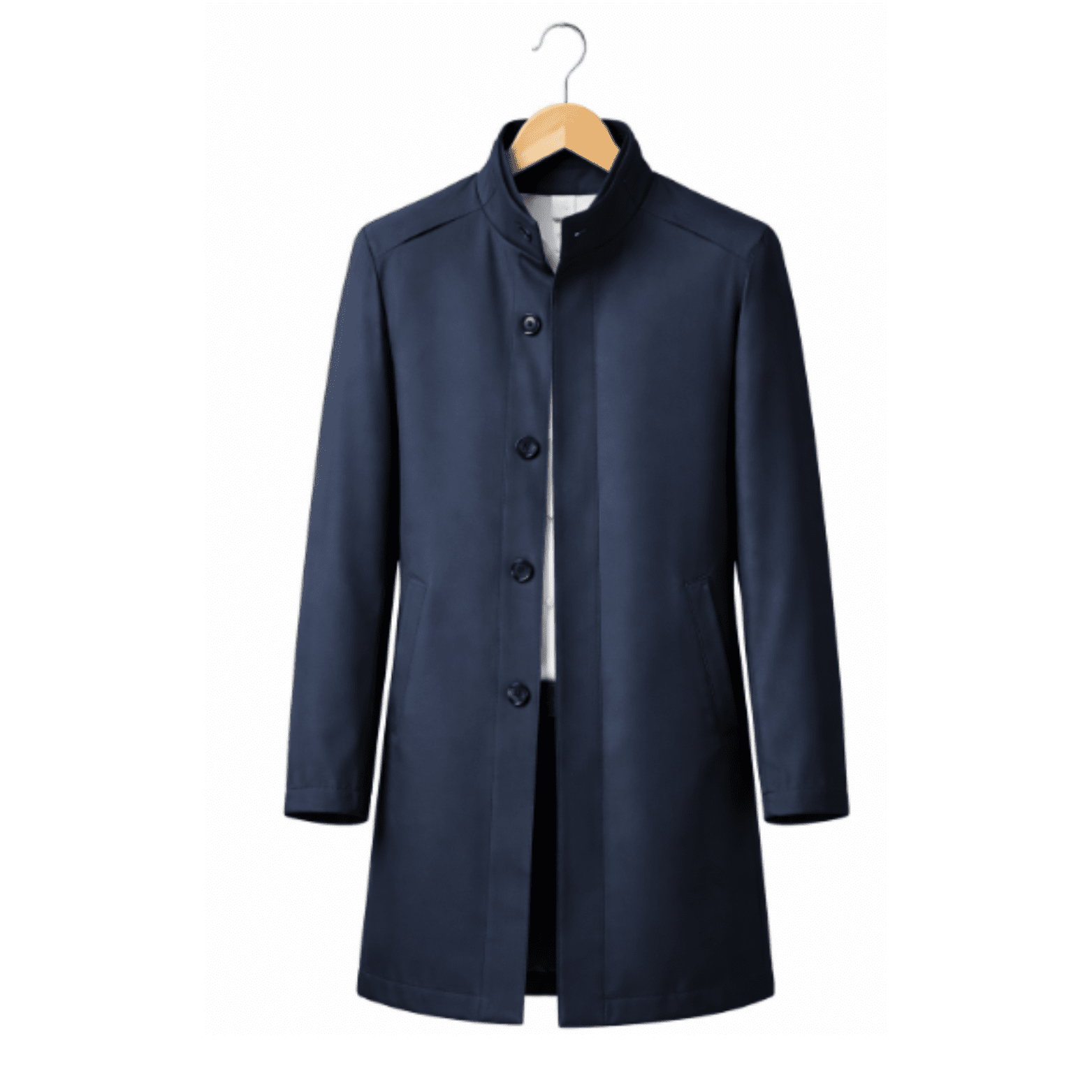 Men’s Stand Collar Trench Coat – Premium Autumn - The Crew