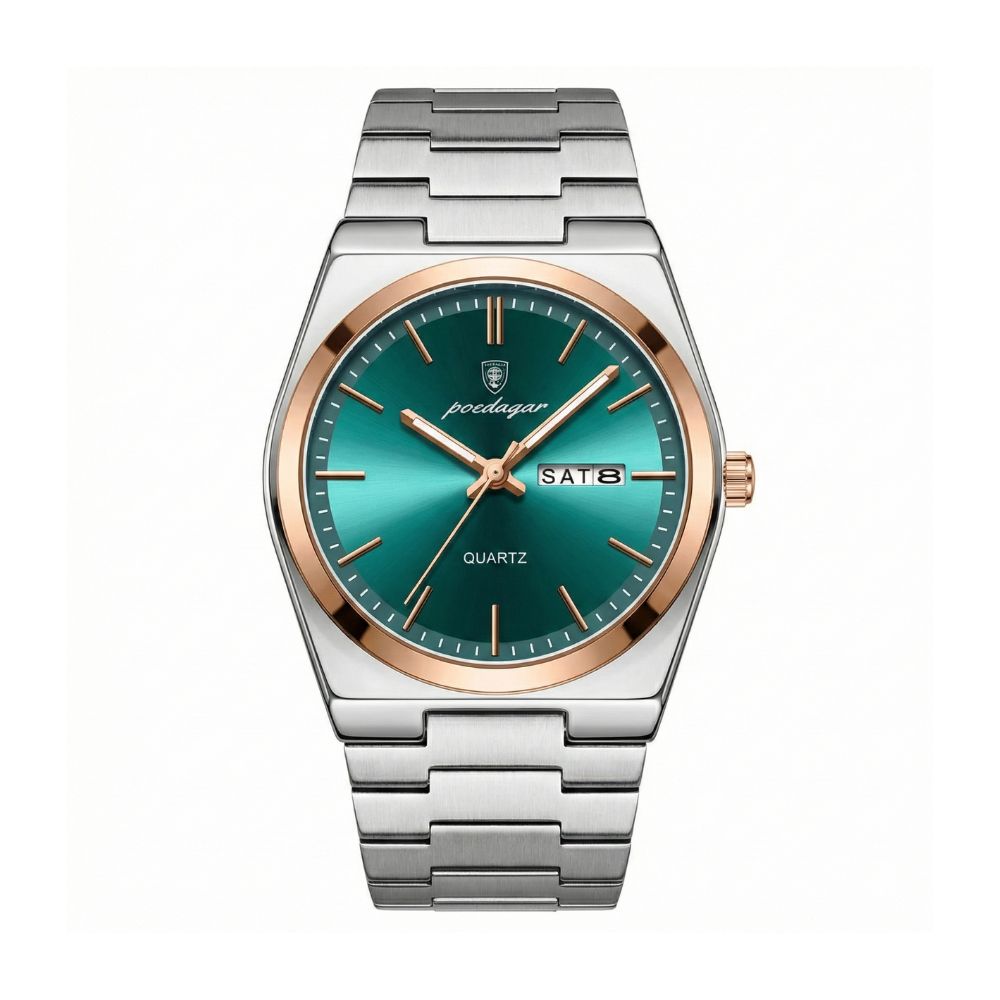POEDAGAR 930 Luxury Casual Watch Green Dial Front – The Crew