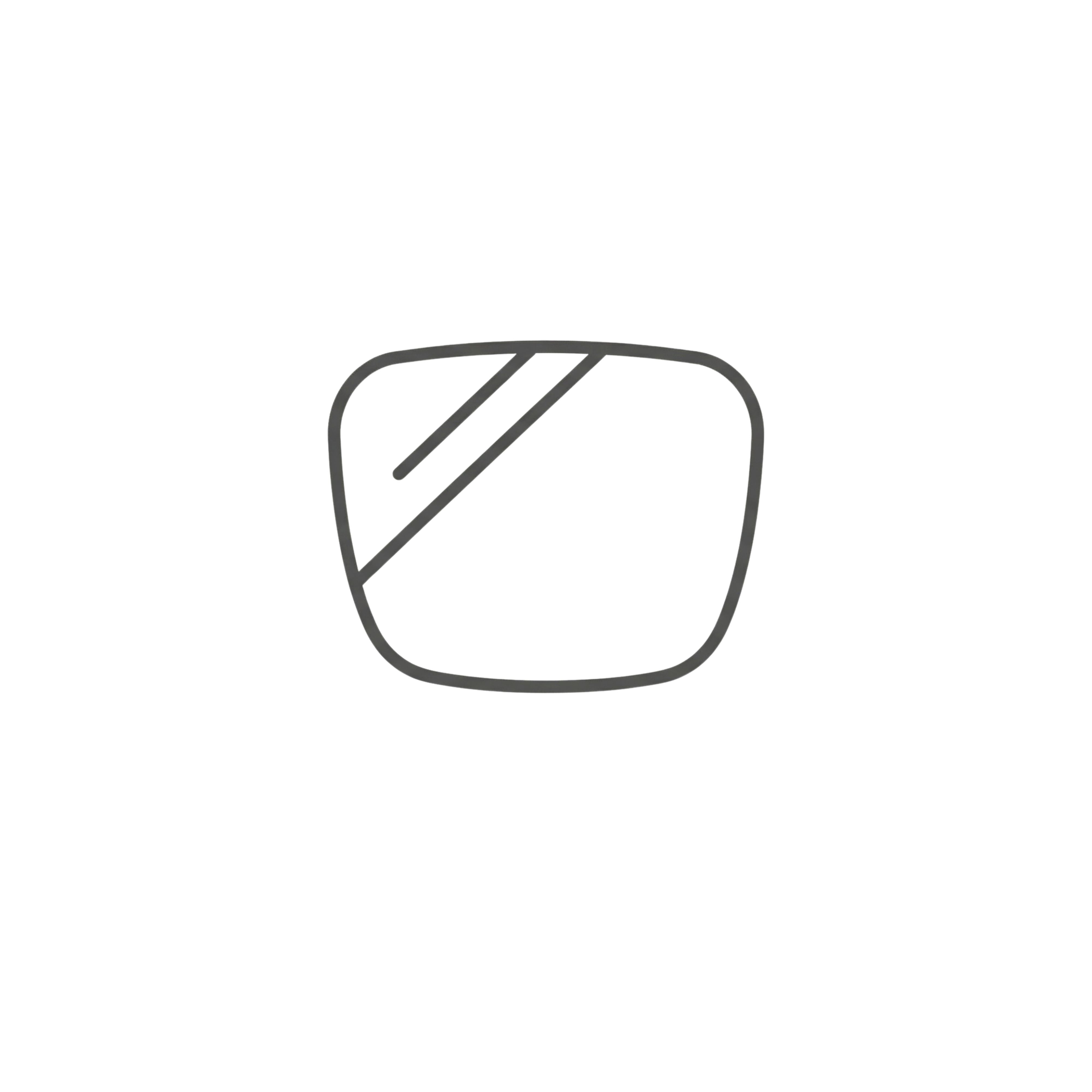 Minimalist icon representing polarized sunglasses lens reducing glare