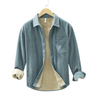 Men’s Vintage Fleece Cargo Overshirt Blue Front View – The Crew