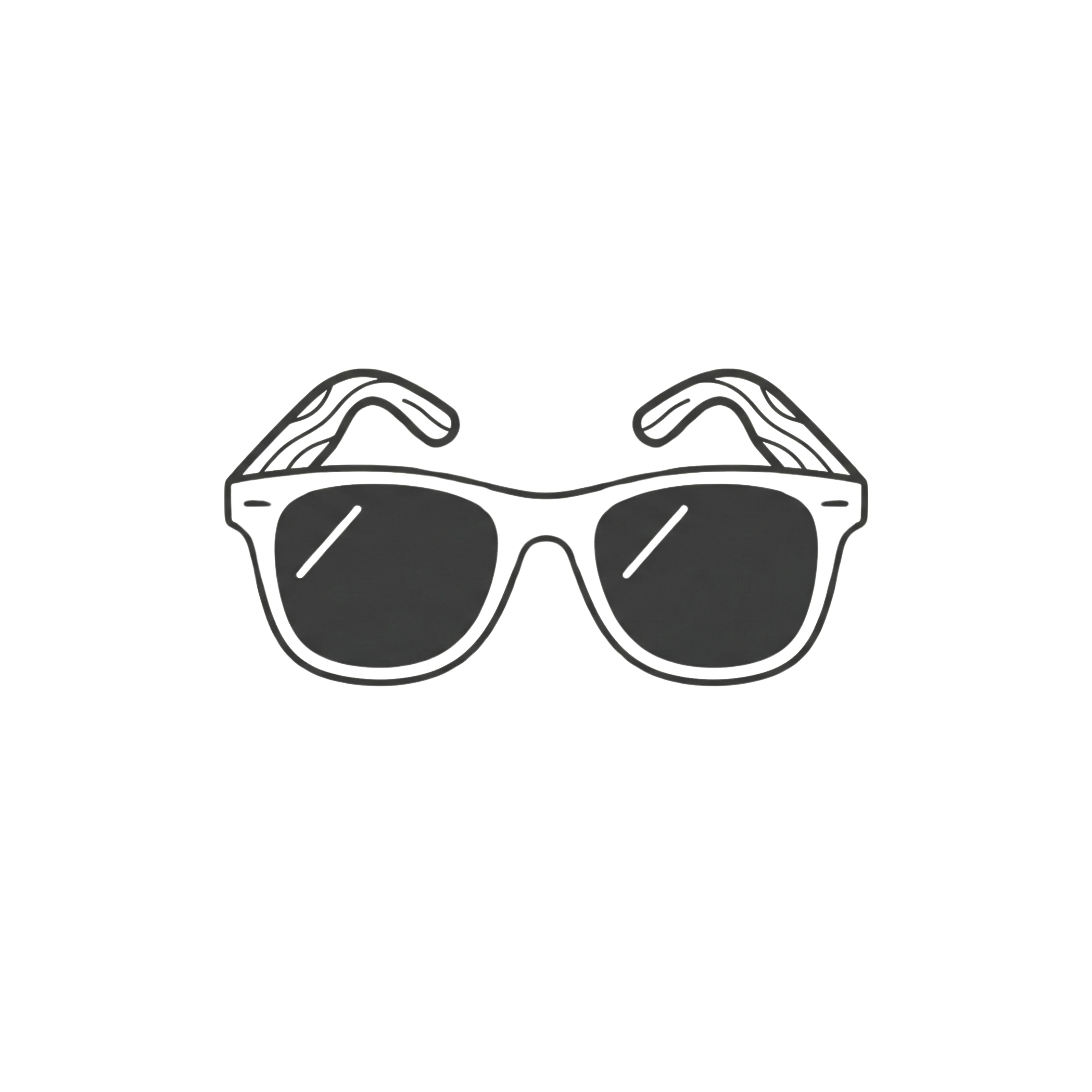 Minimalist icon of sunglasses showing wooden temples design