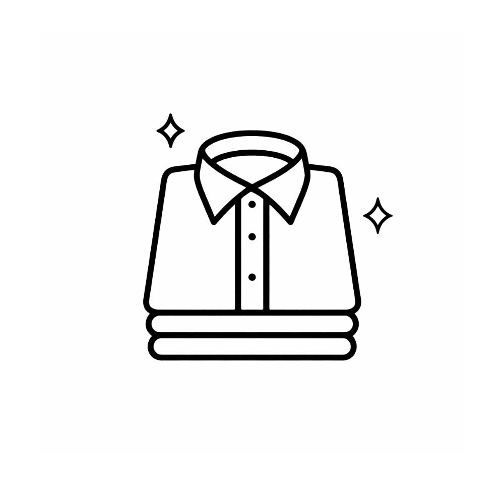 Icon of a folded shirt representing wrinkle-resistant fabric for men’s trench coats.
